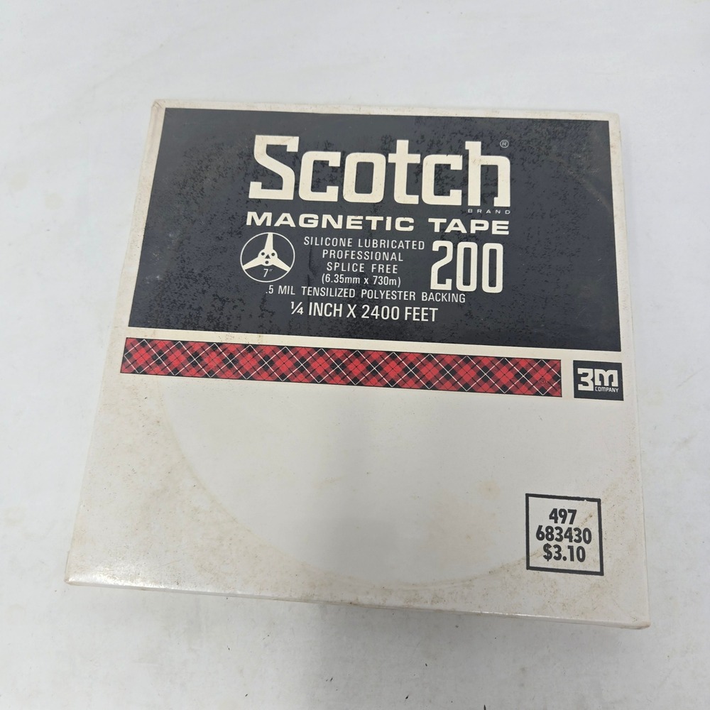 Scotch 200 Magnetic Tape 1/4 Inch x 2400 Feet 7 Inch Reel 3M Professional Sealed